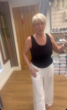 Load image into Gallery viewer, LINEN BLEND PINSTRIPE PALAZZO PANTS
