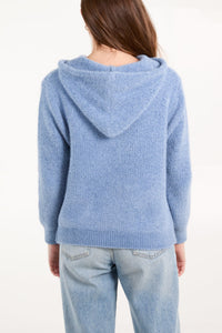 FLUFFY KNIT ZIP UP HOODIE