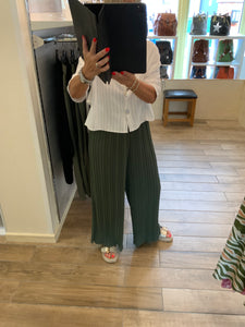 PLEATED DRAWSTRING WIDE LEG TROUSERS
