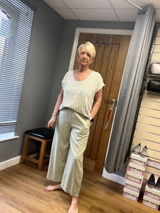 LINEN MIX CROPPED TROUSERS