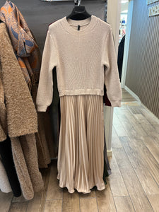 PLEATED SATIN JUMPER DRESS