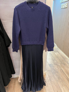 PLEATED SATIN JUMPER DRESS