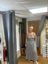 Load image into Gallery viewer, PINSTRIPE DOUBLE TIE DRESS
