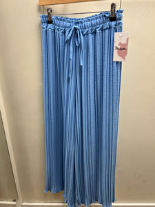 PLEATED DRAWSTRING WIDE LEG TROUSERS