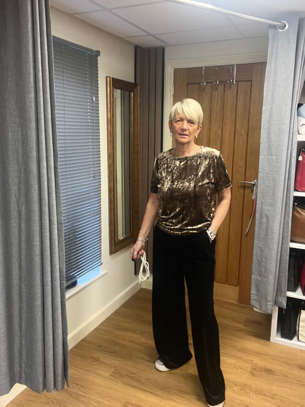 FRANSA   VELOUR WIDE LEG TROUSERS